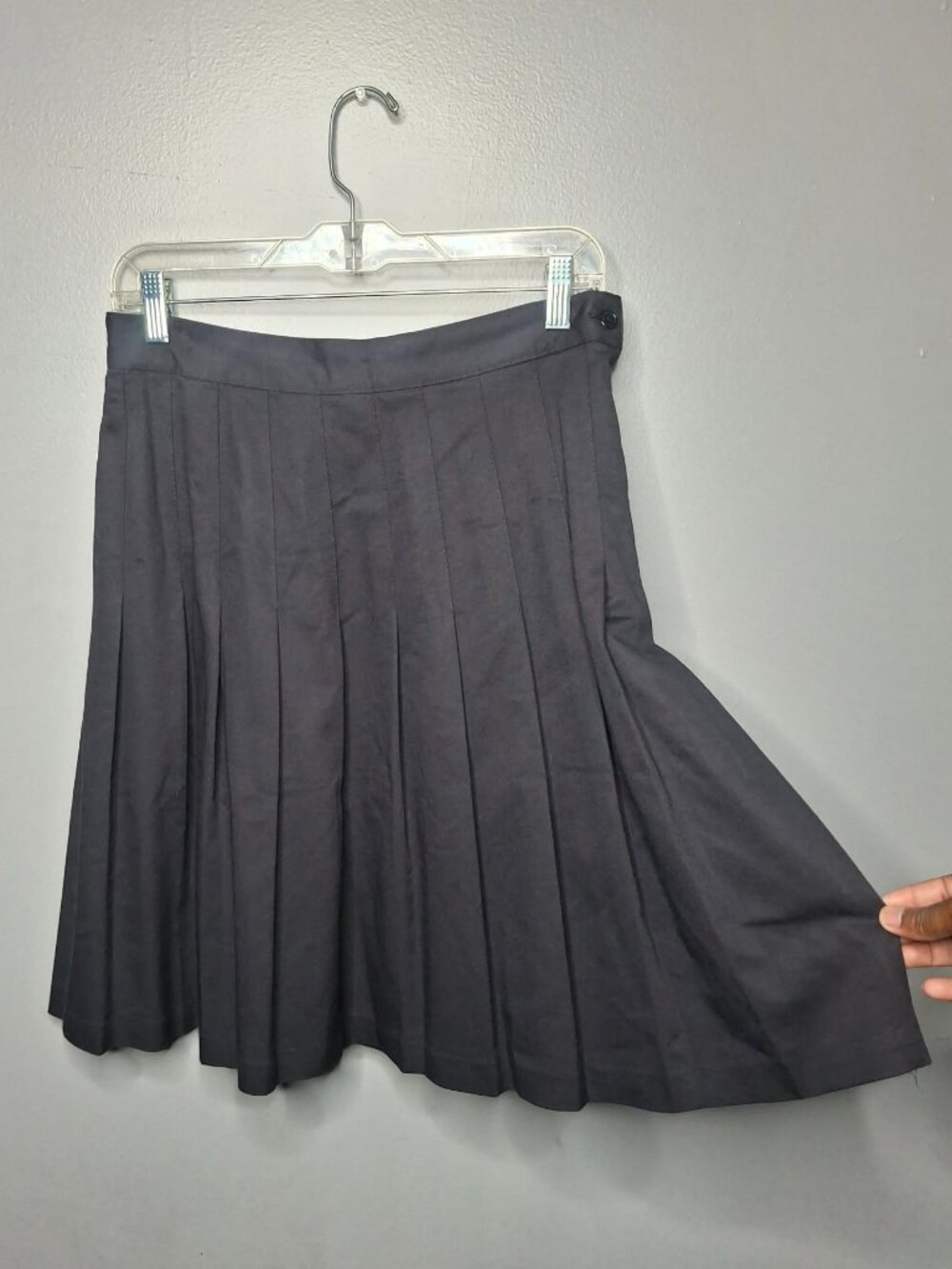 BaronesaBarbaraGreen Pleated A-Line Skirt Sz 12 100%Rayon Made USA PreppyAcademi